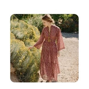 Doen Prem Maxi Dress in rust block print size L